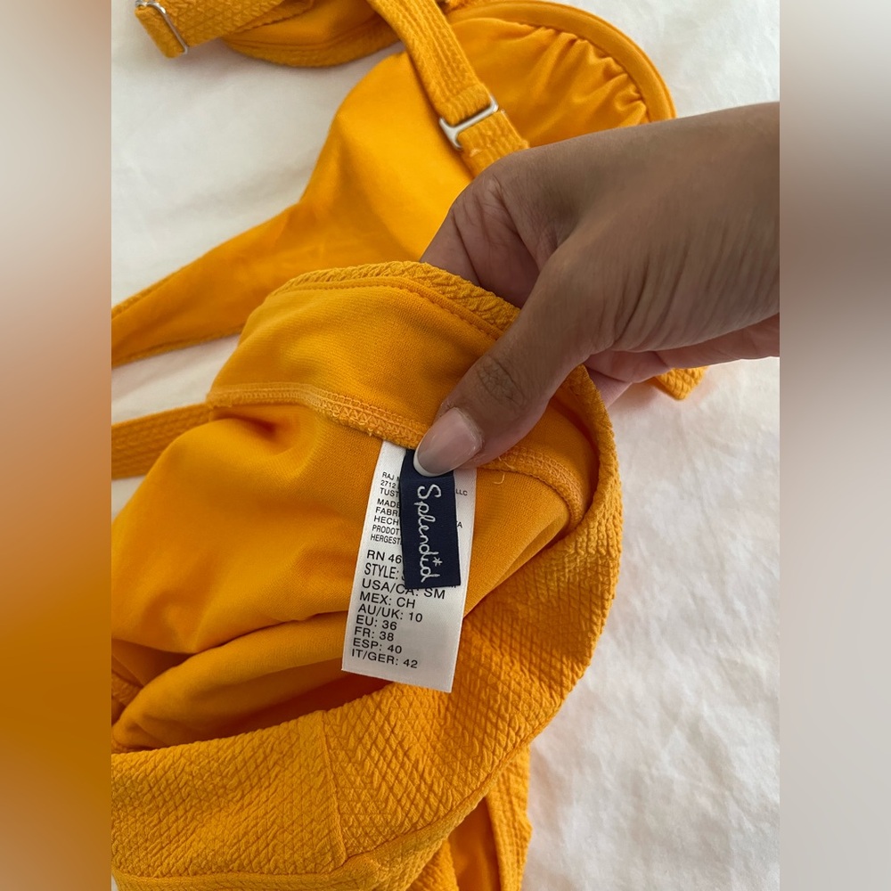 Splendid Mustard Yellow Textured Bikini Set | High-Waisted | Size Small - Picture 4 of 4